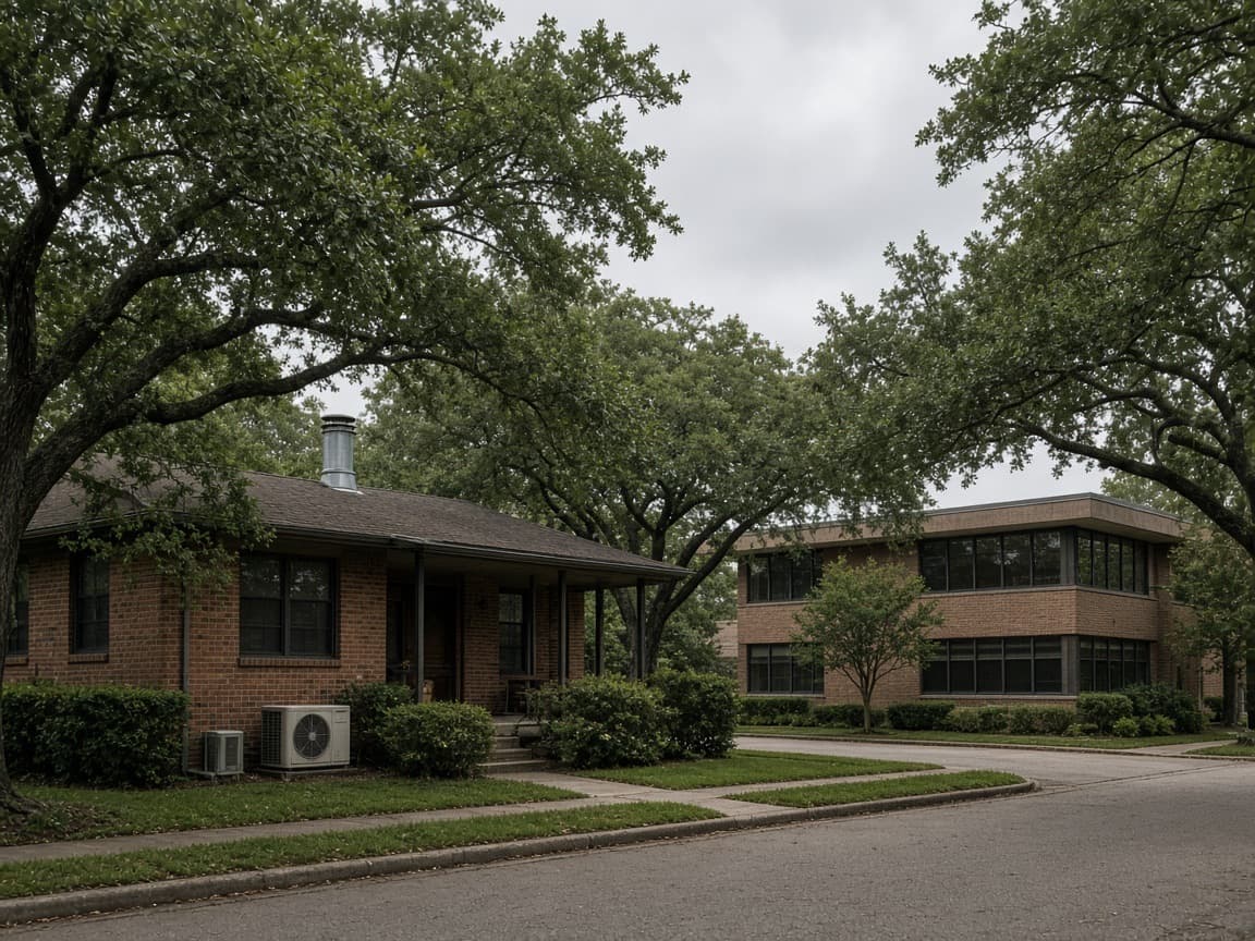 Houston house and office with outdoor HVAC equipment
